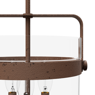 Karloff 12-inch 3-light Textured Rust Lantern Pendant with Clear Glass