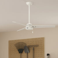 52 inch Cassius Fresh White Damp Rated Ceiling Fan and Pull Chain