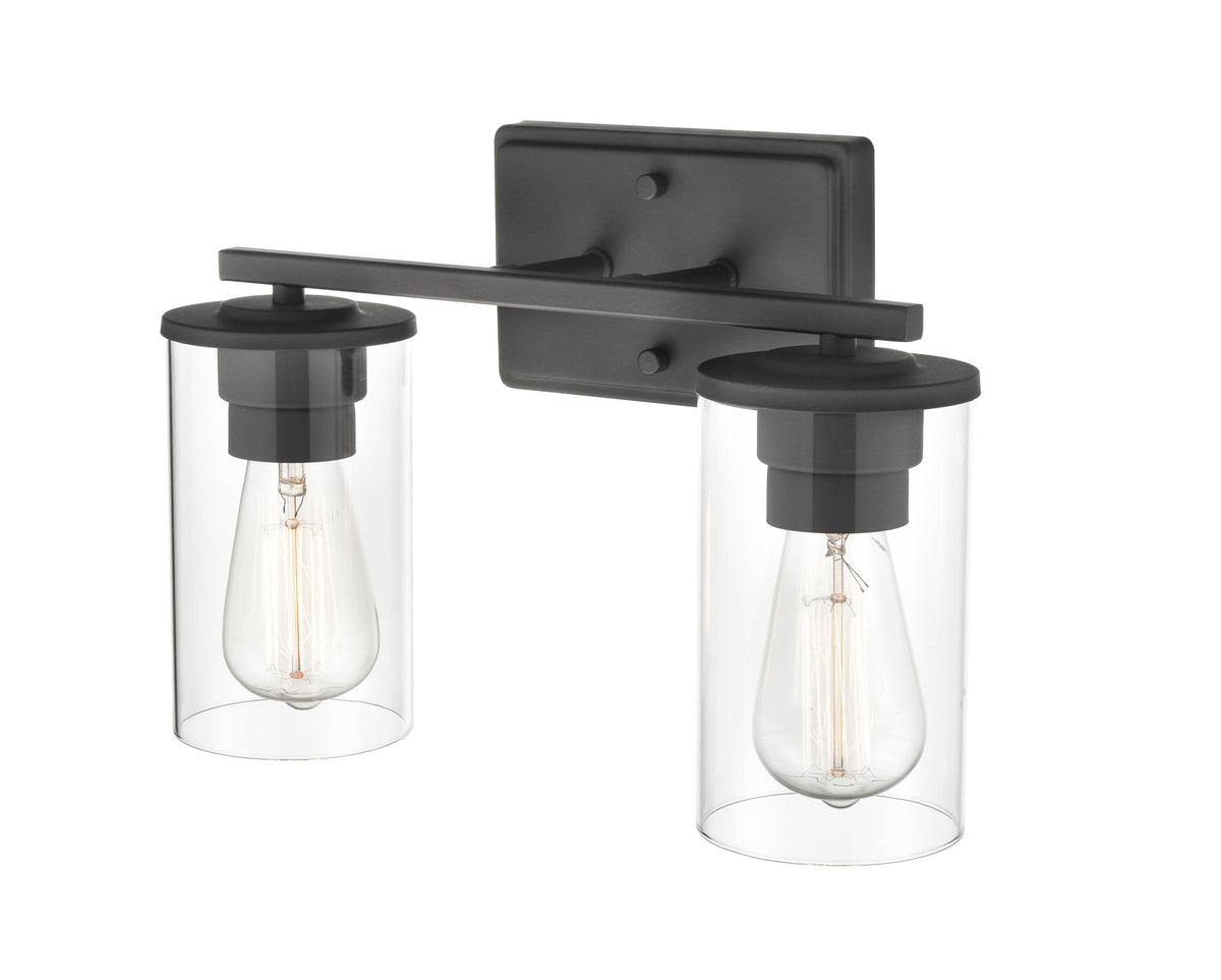 14-inch Verlana Matte Black 2-Light Clear Glass Bathroom Vanity Light