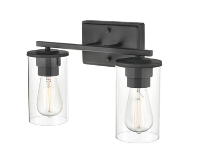 14-inch Verlana Matte Black 2-Light Clear Glass Bathroom Vanity Light