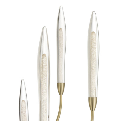 Calle 36-inch 9-light Brass LED Chandelier with Gold Leaf Hand Pressed Glass Shades