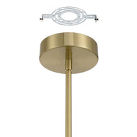 Calle 36-inch 9-light Brass LED Chandelier with Gold Leaf Hand Pressed Glass Shades