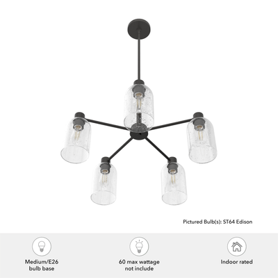 Lochemeade 26-inch 5-light Noble Bronze Chandelier with Seeded Glass