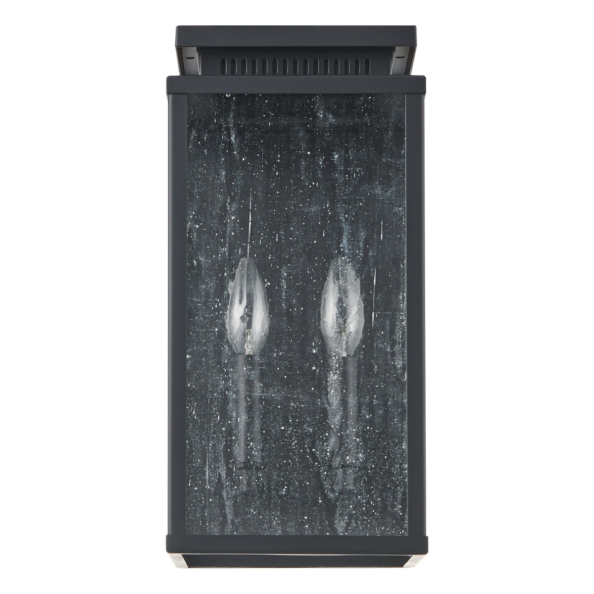 Overton 14-inch 2-light Matte Black Exterior Wall Sconce with Clear Antique Glass
