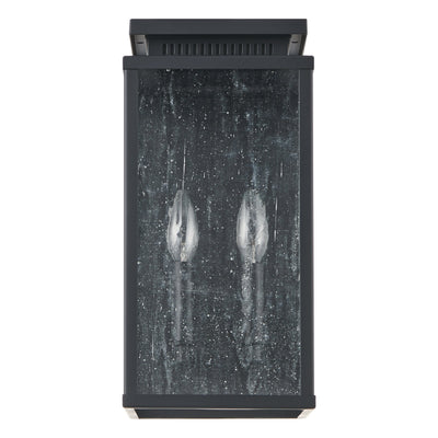 Overton 14-inch 2-light Matte Black Exterior Wall Sconce with Clear Antique Glass