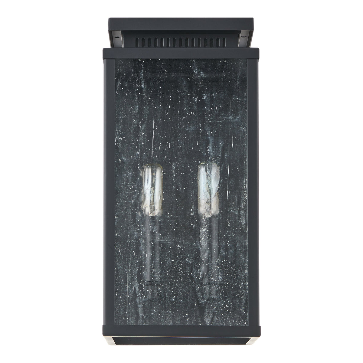 Overton 14-inch 2-light Matte Black Exterior Wall Sconce with Clear Antique Glass