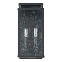 Overton 14-inch 2-light Matte Black Exterior Wall Sconce with Clear Antique Glass