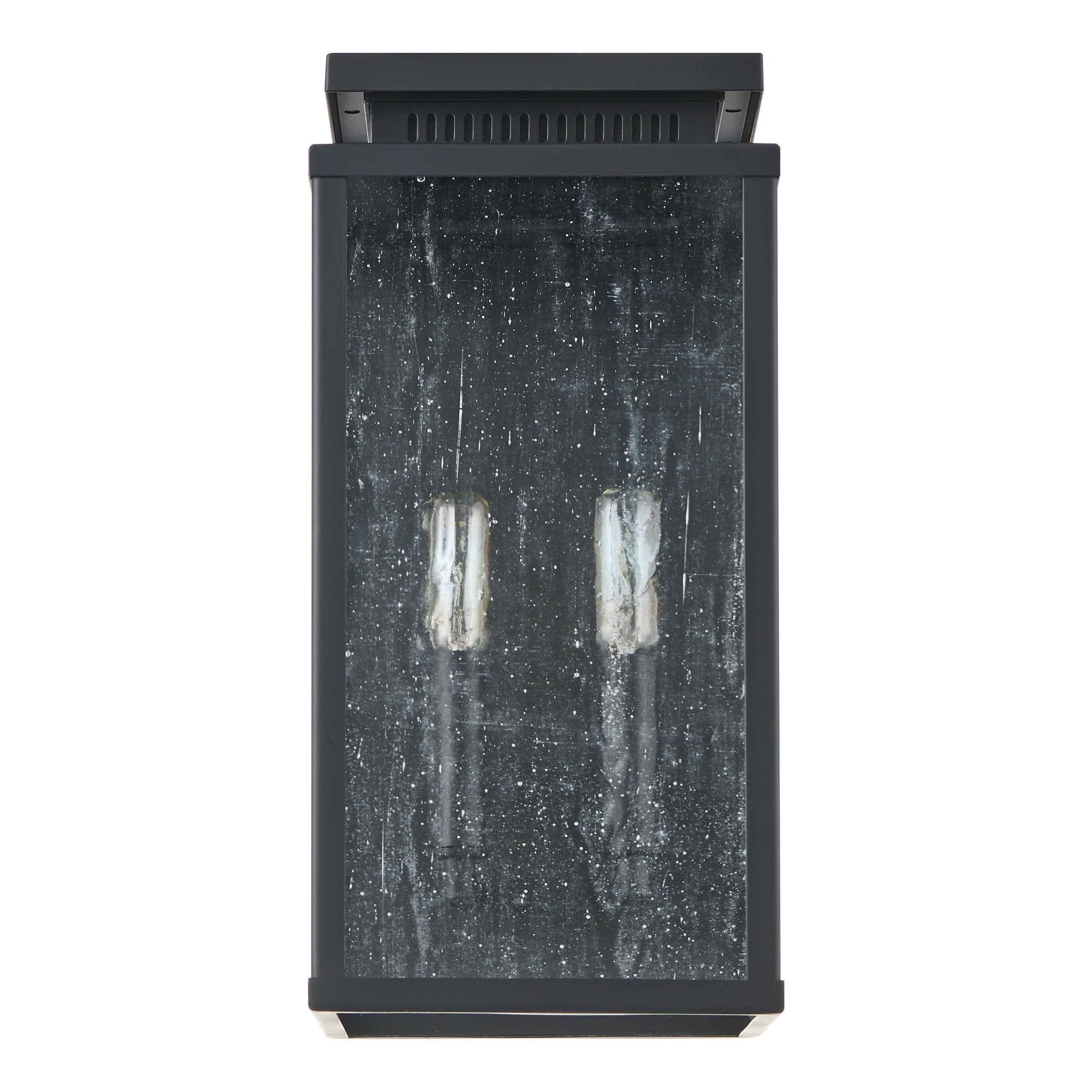 Overton 14-inch 2-light Matte Black Exterior Wall Sconce with Clear Antique Glass