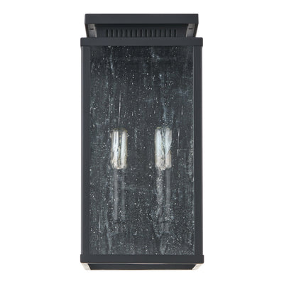 Overton 14-inch 2-light Matte Black Exterior Wall Sconce with Clear Antique Glass
