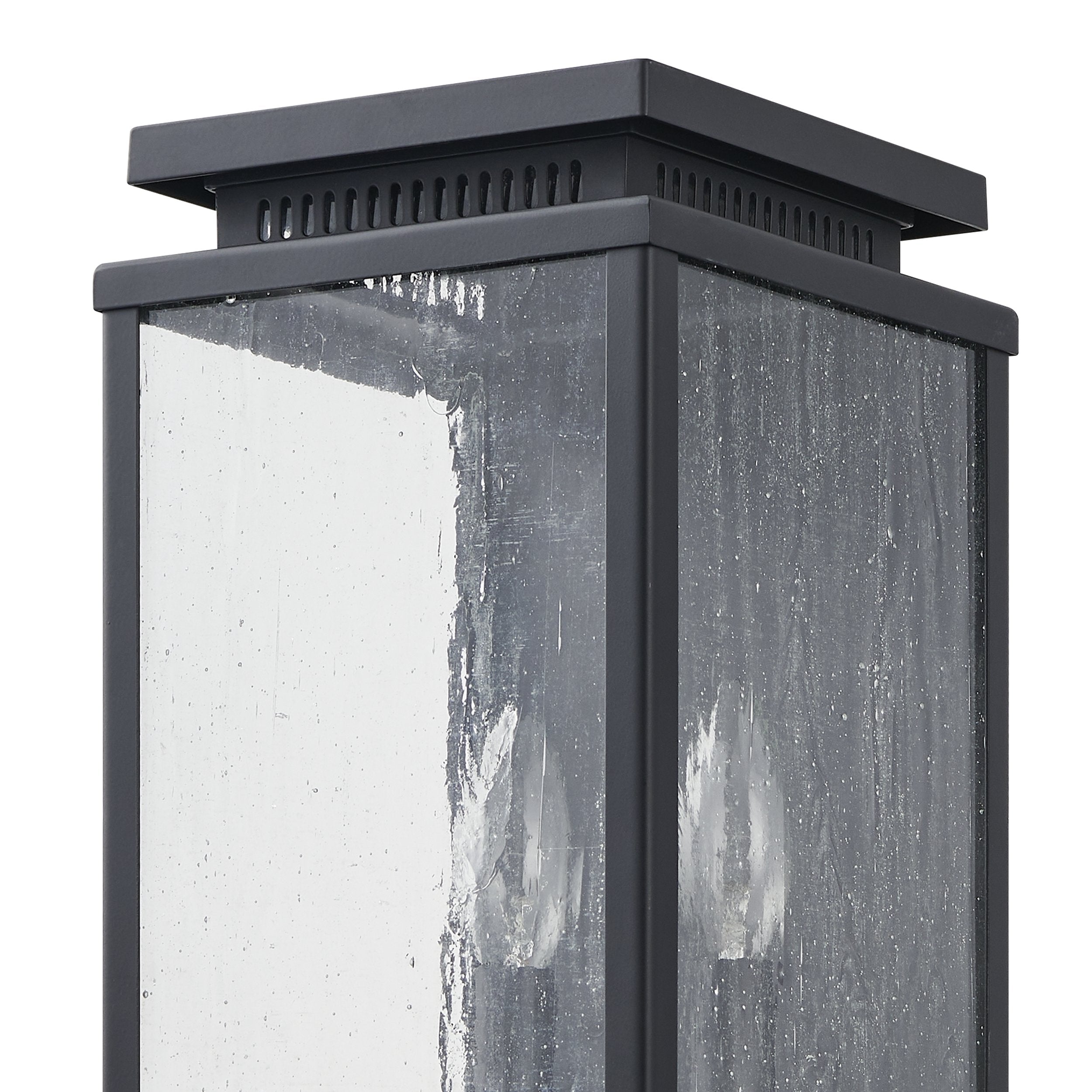 Overton 14-inch 2-light Matte Black Exterior Wall Sconce with Clear Antique Glass
