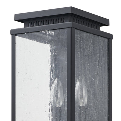 Overton 14-inch 2-light Matte Black Exterior Wall Sconce with Clear Antique Glass