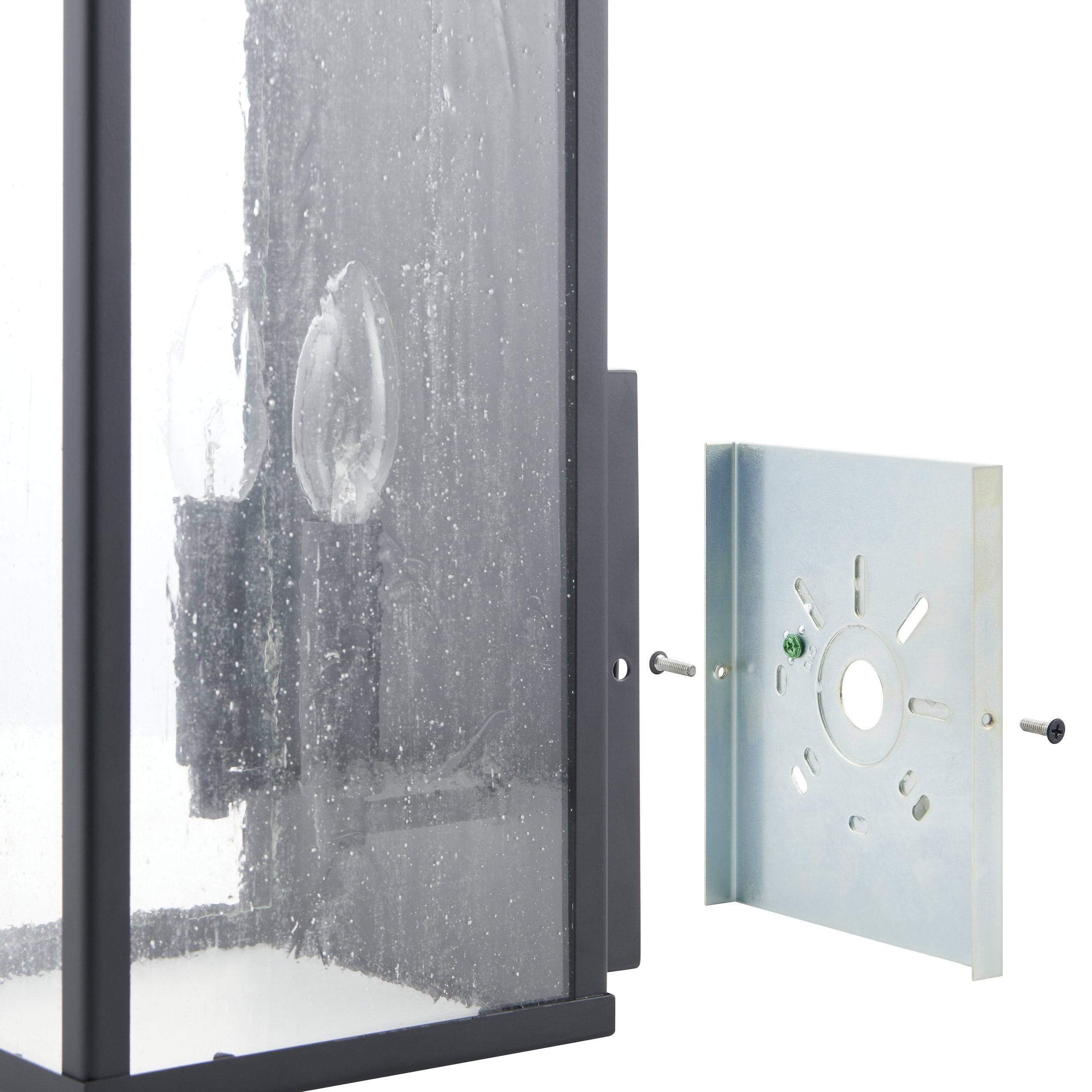 Overton 14-inch 2-light Matte Black Exterior Wall Sconce with Clear Antique Glass