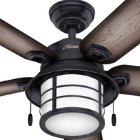 54 inch Key Biscayne Weathered Zinc Damp Rated Ceiling Fan with LED Light Kit and Pull Chain