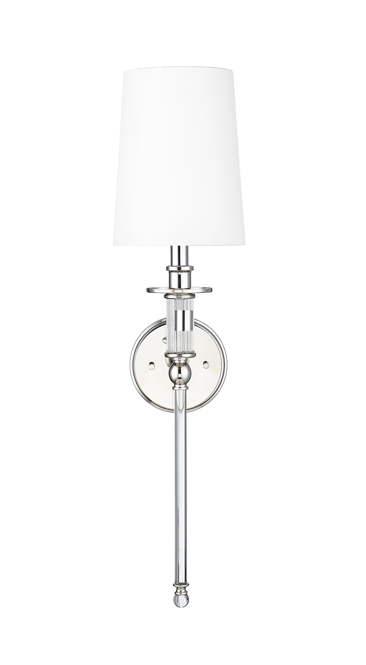 26-inch Polished Nickel 1-Light Wall Sconce with White Shade