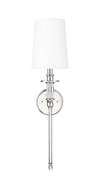 26-inch Polished Nickel 1-Light Wall Sconce with White Shade