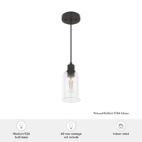 Lochemeade 4.5-inch 1-light Noble Bronze Pendant with Clear Seeded Glass