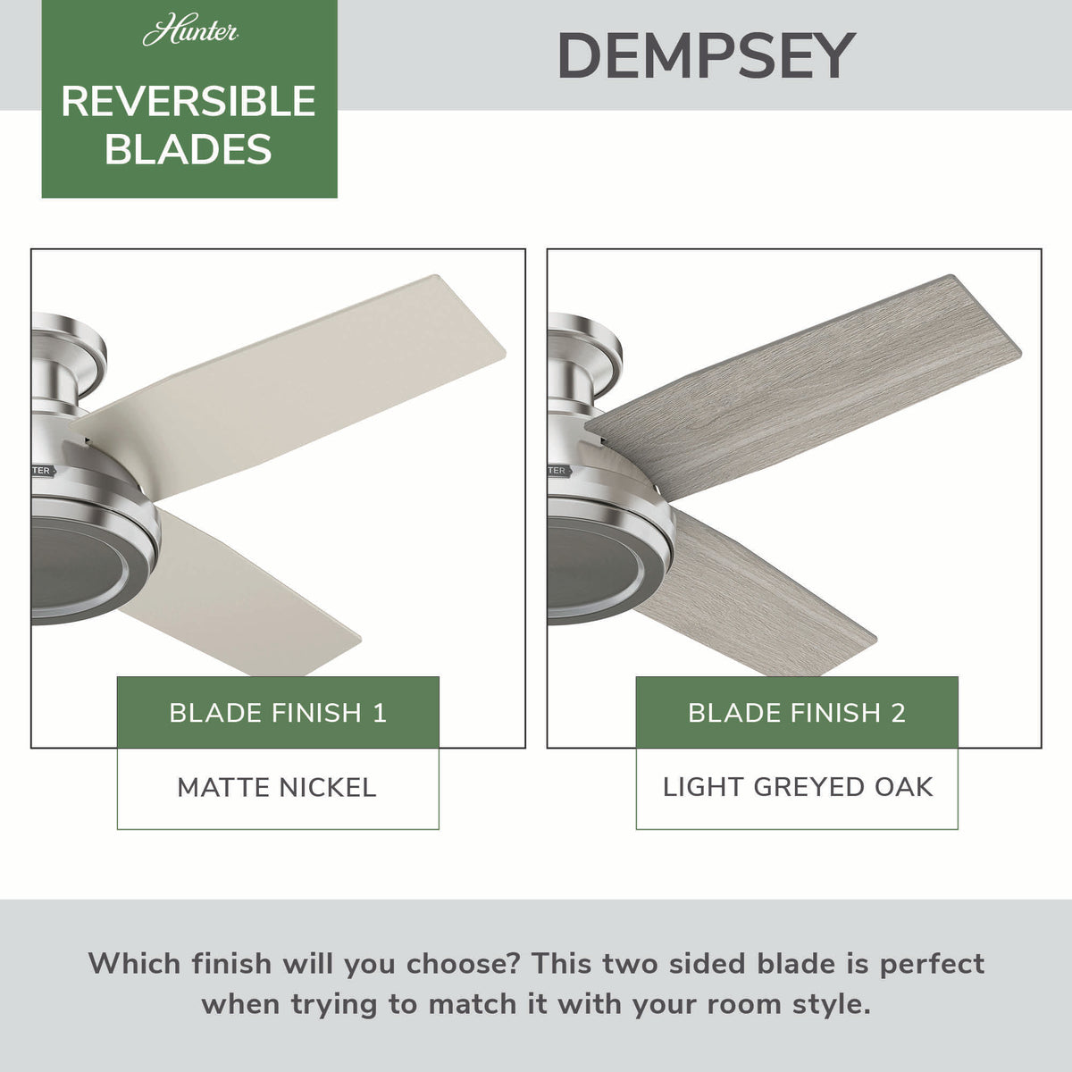 44 inch Dempsey Brushed Nickel Low Profile Ceiling Fan and Handheld Remote