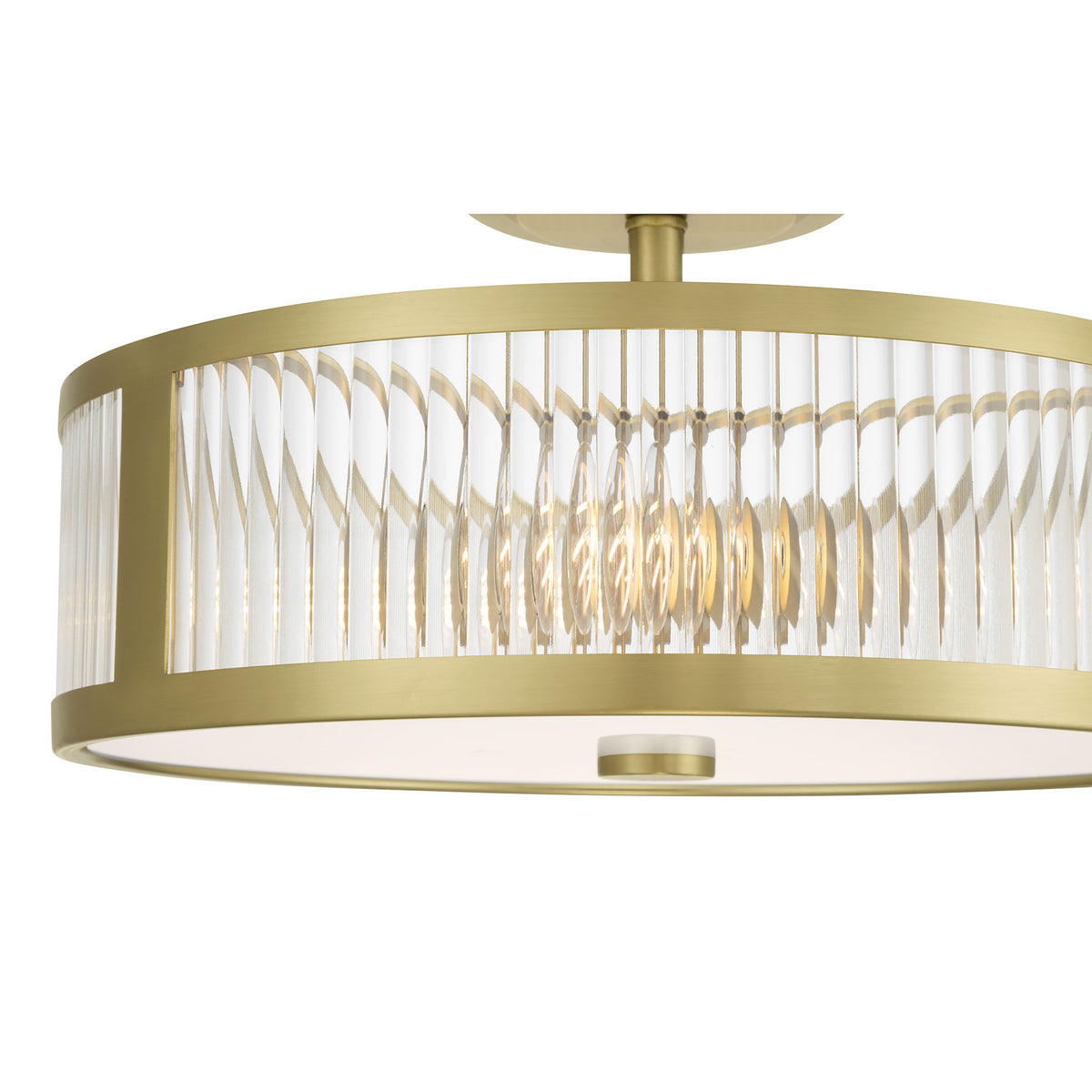 8.75'' Ardezia Vintage BrassClear Ribbed 3 Light Semi-Flush Mount