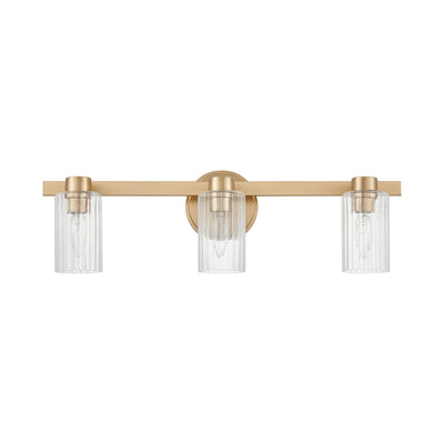 Bedminster 24-inch 3-light Champagne Gold Vanity Light with Clear Ribbed Glass Shades
