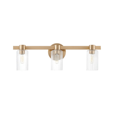 Bedminster 24-inch 3-light Champagne Gold Vanity Light with Clear Ribbed Glass Shades