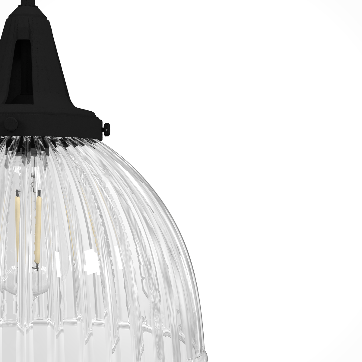 Cypress Grove 13-inch 1-light Natural Black Iron Industrial Pendant with Clear Holophane Glass