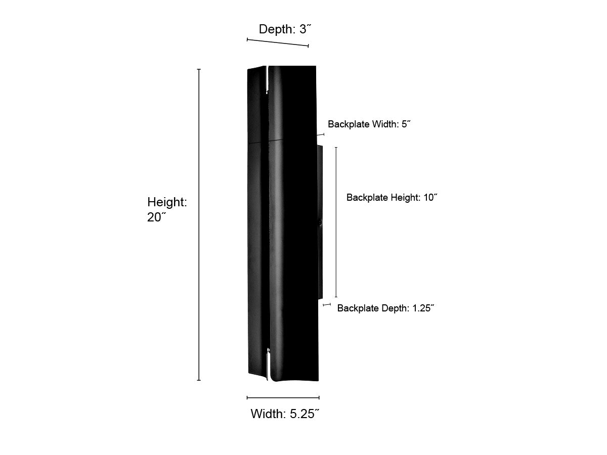 20-inch Powder Coated Black Outdoor Wall Sconce
