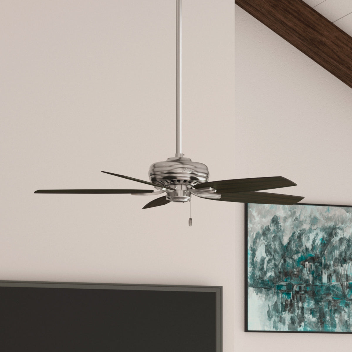52 inch Newsome Brushed Nickel Ceiling Fan and Pull Chain