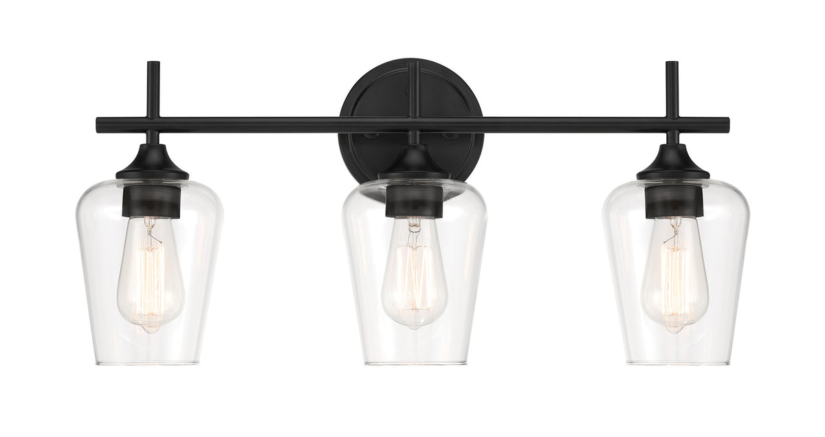 22'' Ashford Matte Black 3 Light Bath Vanity
