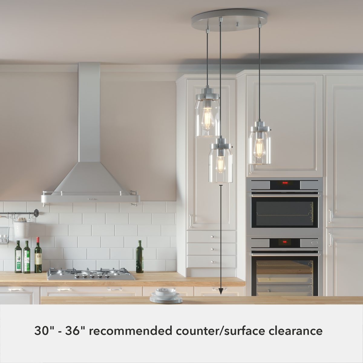 Devon Park 14.5-inch 3-light Brushed Nickel Round Pendant Cluster with Clear Glass