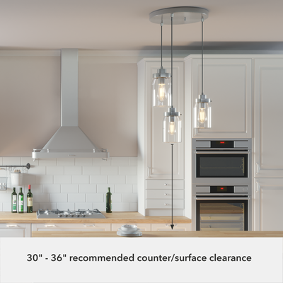 Devon Park 14.5-inch 3-light Brushed Nickel Round Pendant Cluster with Clear Glass