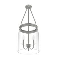 Devon Park 12-inch 3-light Brushed Nickel Lantern Pendant with Clear Glass