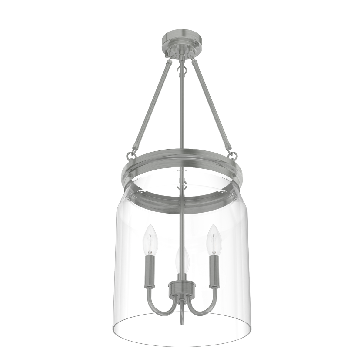 Devon Park 12-inch 3-light Brushed Nickel Lantern Pendant with Clear Glass