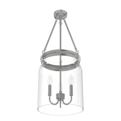 Devon Park 12-inch 3-light Brushed Nickel Lantern Pendant with Clear Glass