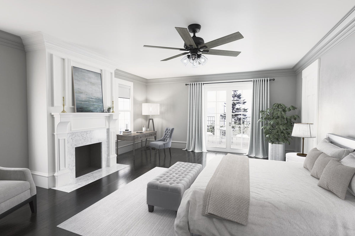 52 inch Fonthill ENERGY STAR® HunterExpress Matte Black Ceiling Fan with LED Light Kit and Handheld Remote