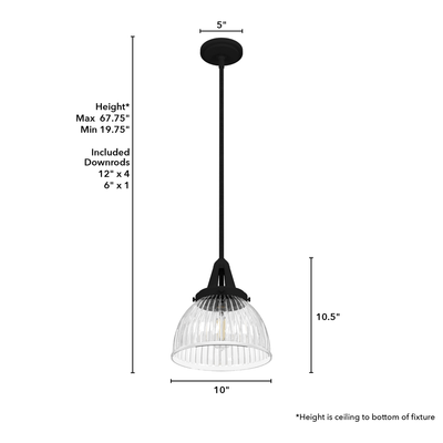 Cypress Grove 10-inch 1-light Natural Black Iron Industrial Pendant with Clear Holophane Glass