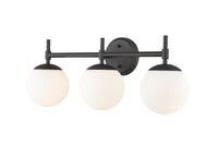 24''  Matte Black 3 Light Bath Vanity