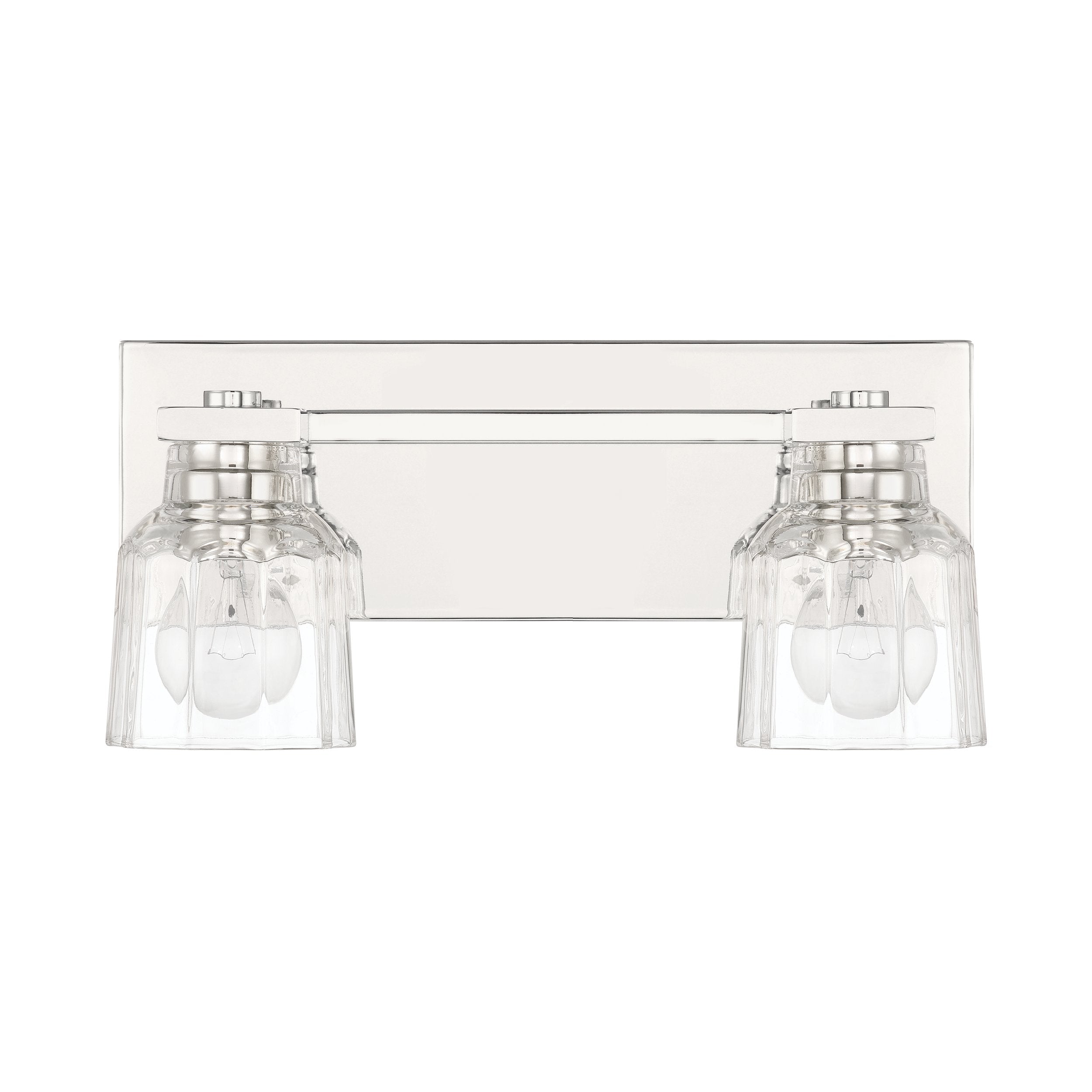 Dryden 15-inch 2-light Polished Nickel Vanity Light with Clear Ribbed Glass Shades