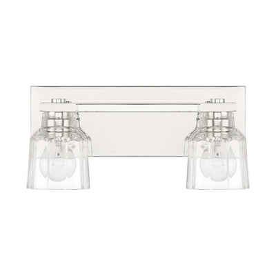 Dryden 15-inch 2-light Polished Nickel Vanity Light with Clear Ribbed Glass Shades