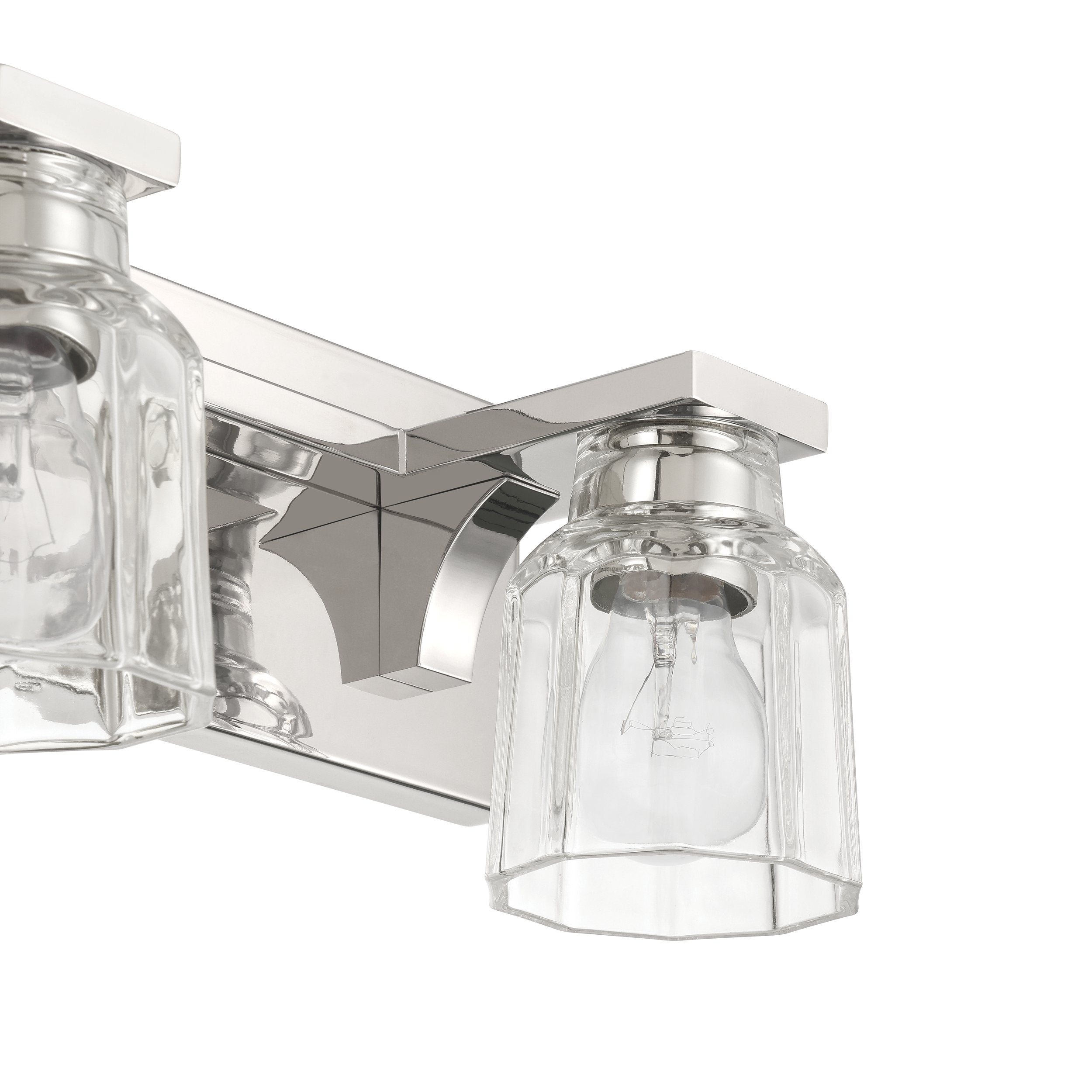 Dryden 15-inch 2-light Polished Nickel Vanity Light with Clear Ribbed Glass Shades