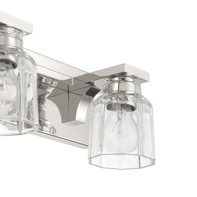 Dryden 15-inch 2-light Polished Nickel Vanity Light with Clear Ribbed Glass Shades