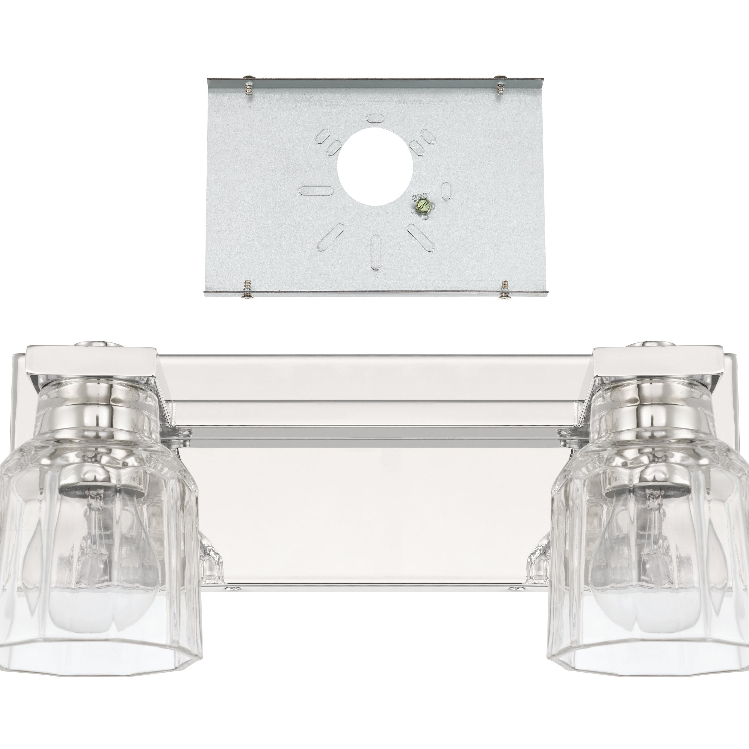 Dryden 15-inch 2-light Polished Nickel Vanity Light with Clear Ribbed Glass Shades