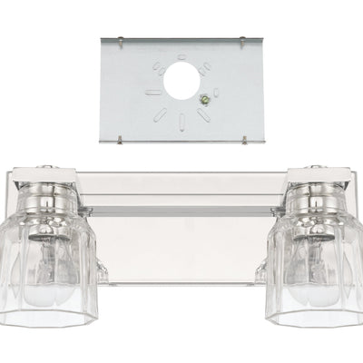 Dryden 15-inch 2-light Polished Nickel Vanity Light with Clear Ribbed Glass Shades