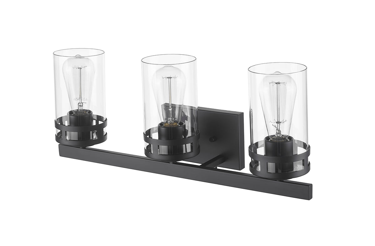 22'' Lunden Matte Black 3 Light Bath Vanity