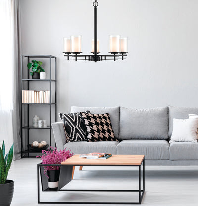 23'' Huderson Matte Black 5 Light Chandelier