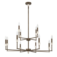 Montclair 38-inch 12-light Forged Bronze and Natural Alabaster Chandelier