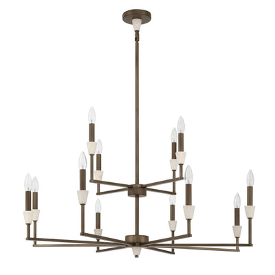 Montclair 38-inch 12-light Forged Bronze and Natural Alabaster Chandelier