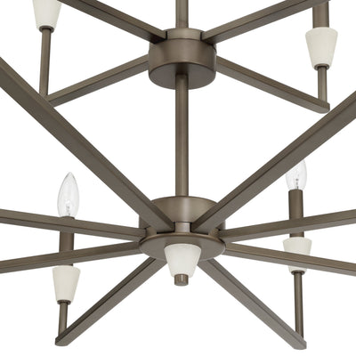 Montclair 38-inch 12-light Forged Bronze and Natural Alabaster Chandelier