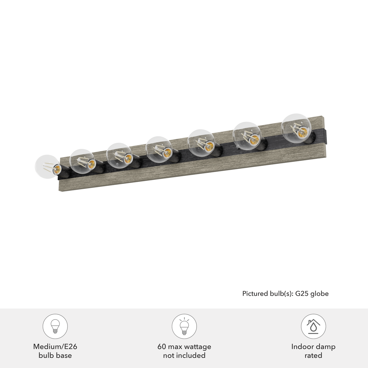 Donelson 36.25-inch 7-light Brushed Iron and Barnwood Vanity Light