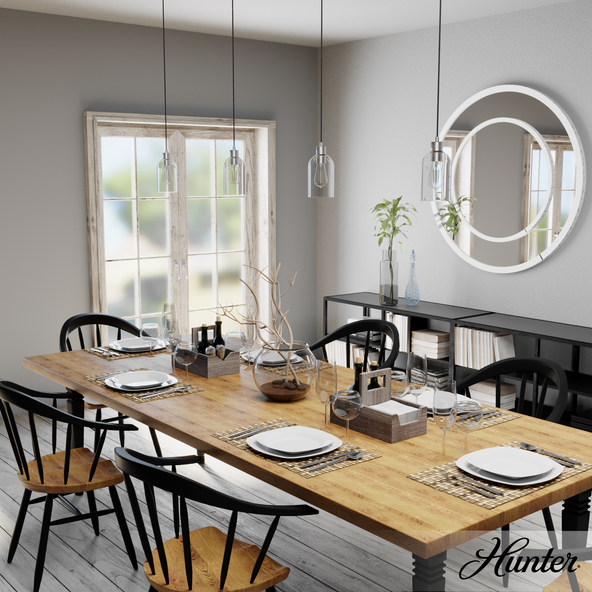 Lochemeade 4.5-inch 1-light Brushed Nickel Pendant with Clear Seeded Glass