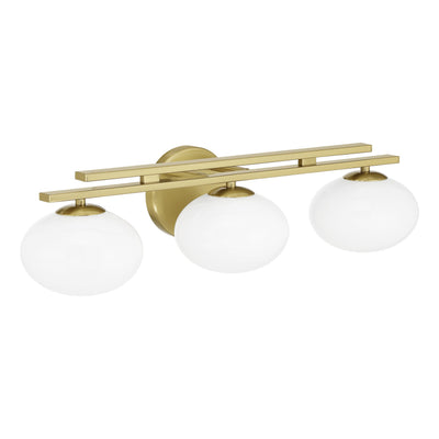 Julep 24-inch 3-light Brushed Gold Vanity Light with Opal Glass Shades